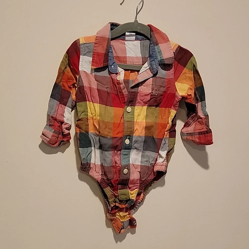 Baby Gap 12- 18 months plaid shirt Baby Boy Shirt Long Sleeve Dress Shirt One